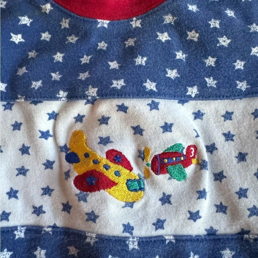 Vintage Gymboree Infant 1990s Helicopter Embroidered Helicopter Planes Onesie
